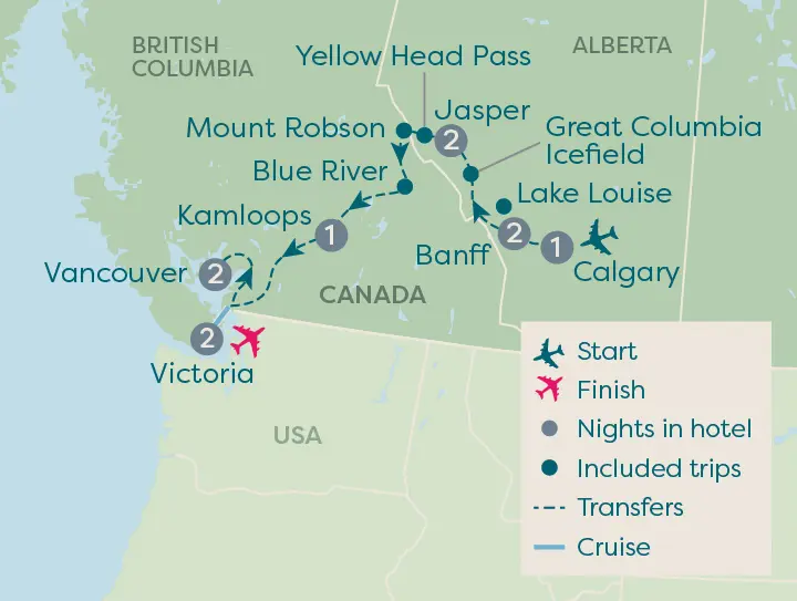 Rockies and Vancouver Map