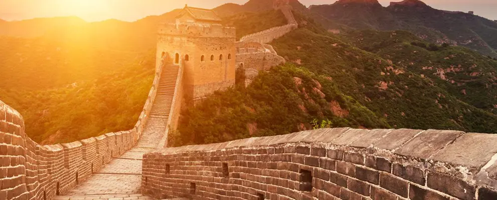 Sunset over the Great Wall Of China