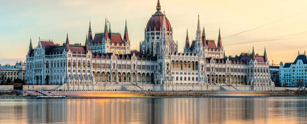 Hungarian Parliament building sat on a large river
