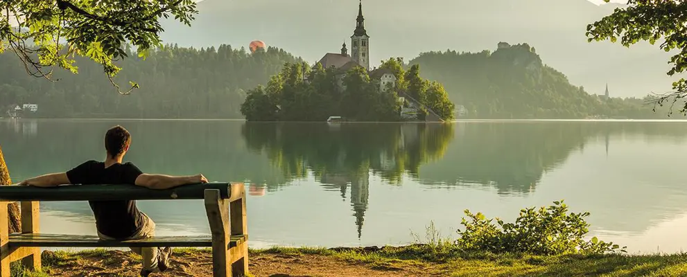  Lake Bled in the Julian Alps, Slovenia