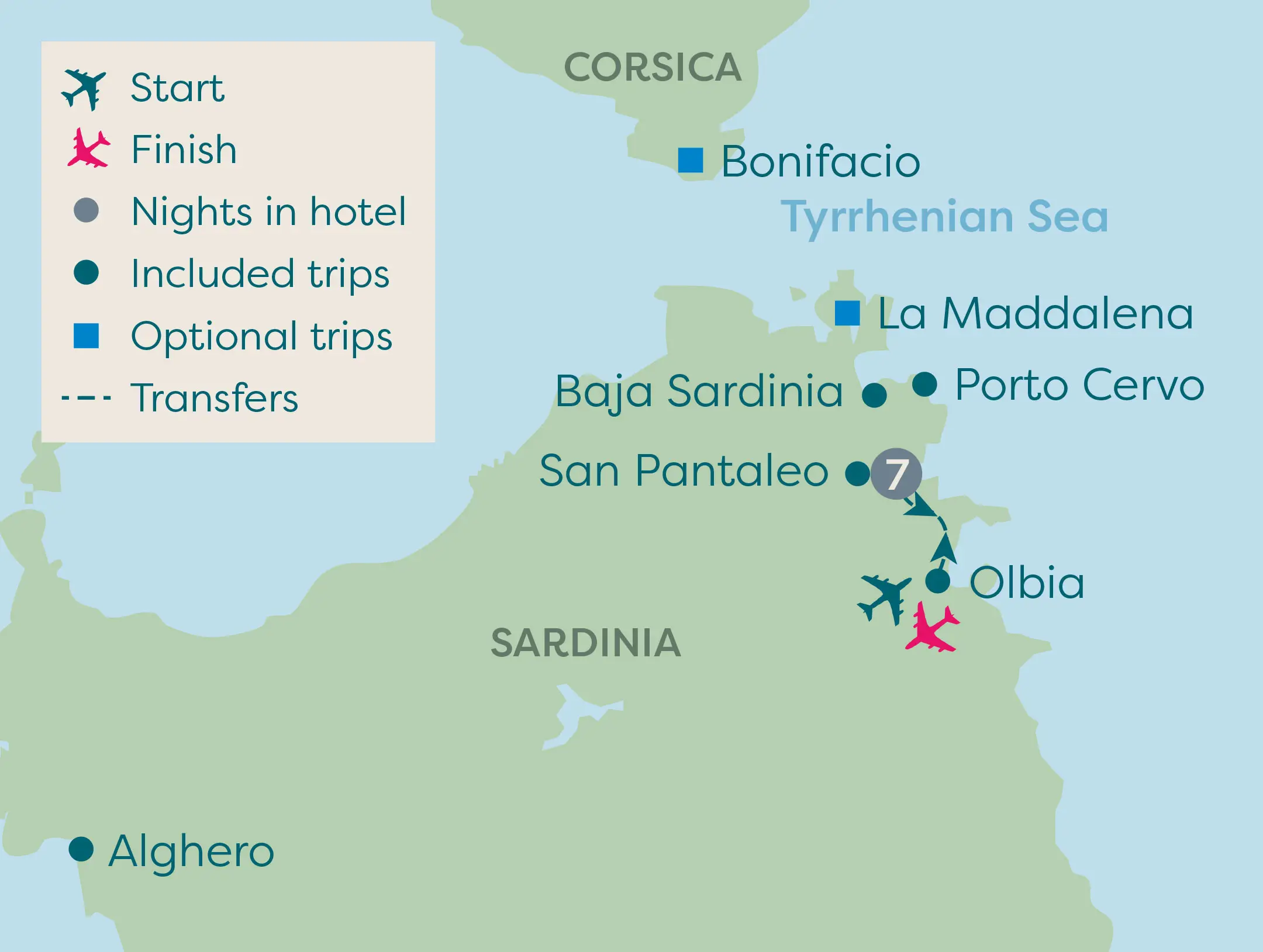 SARDINIAS tour map