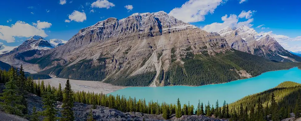 The Canadian Rockies mountain range and lakes