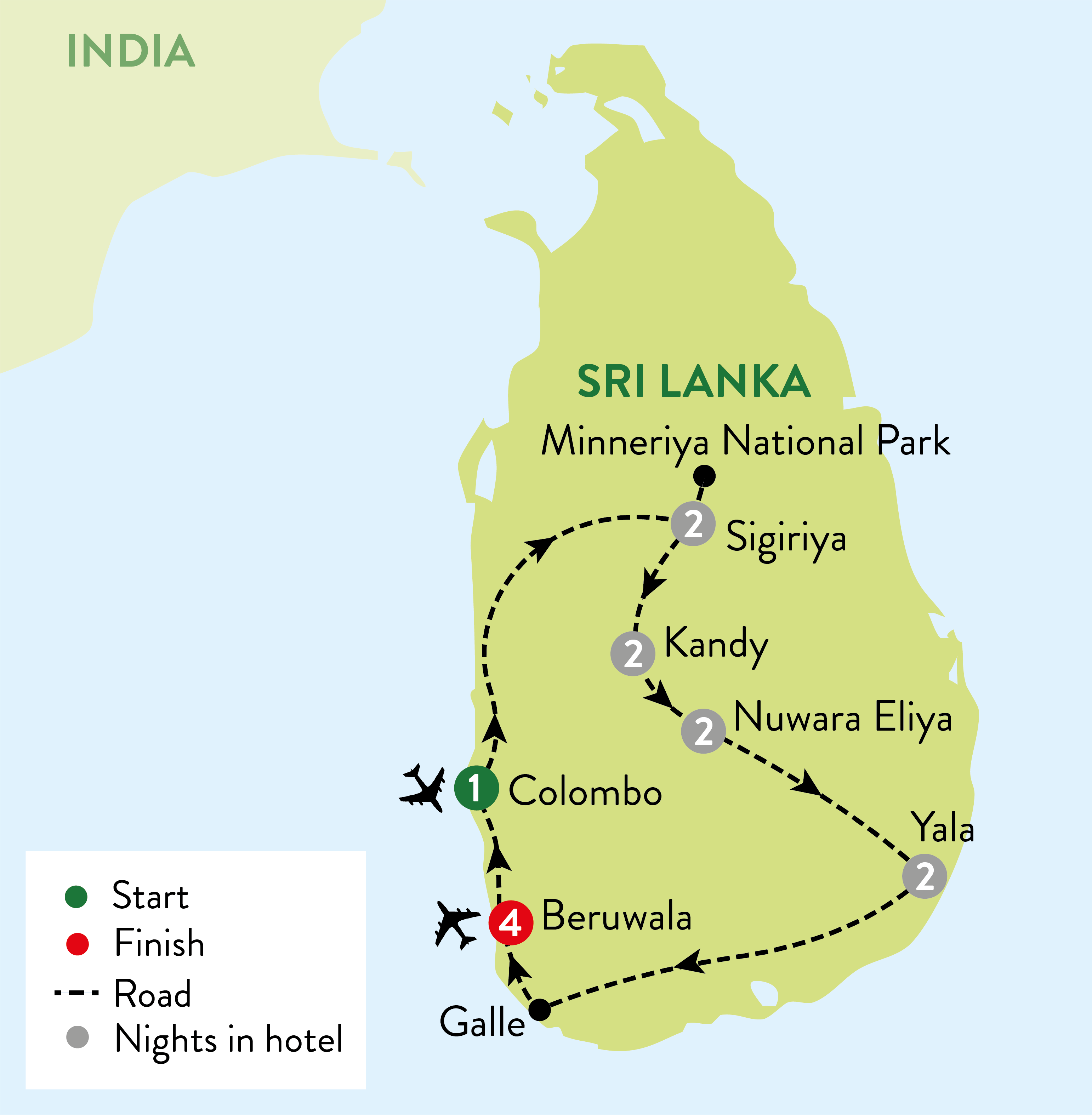 Sri  Lanka With Beruwala Map