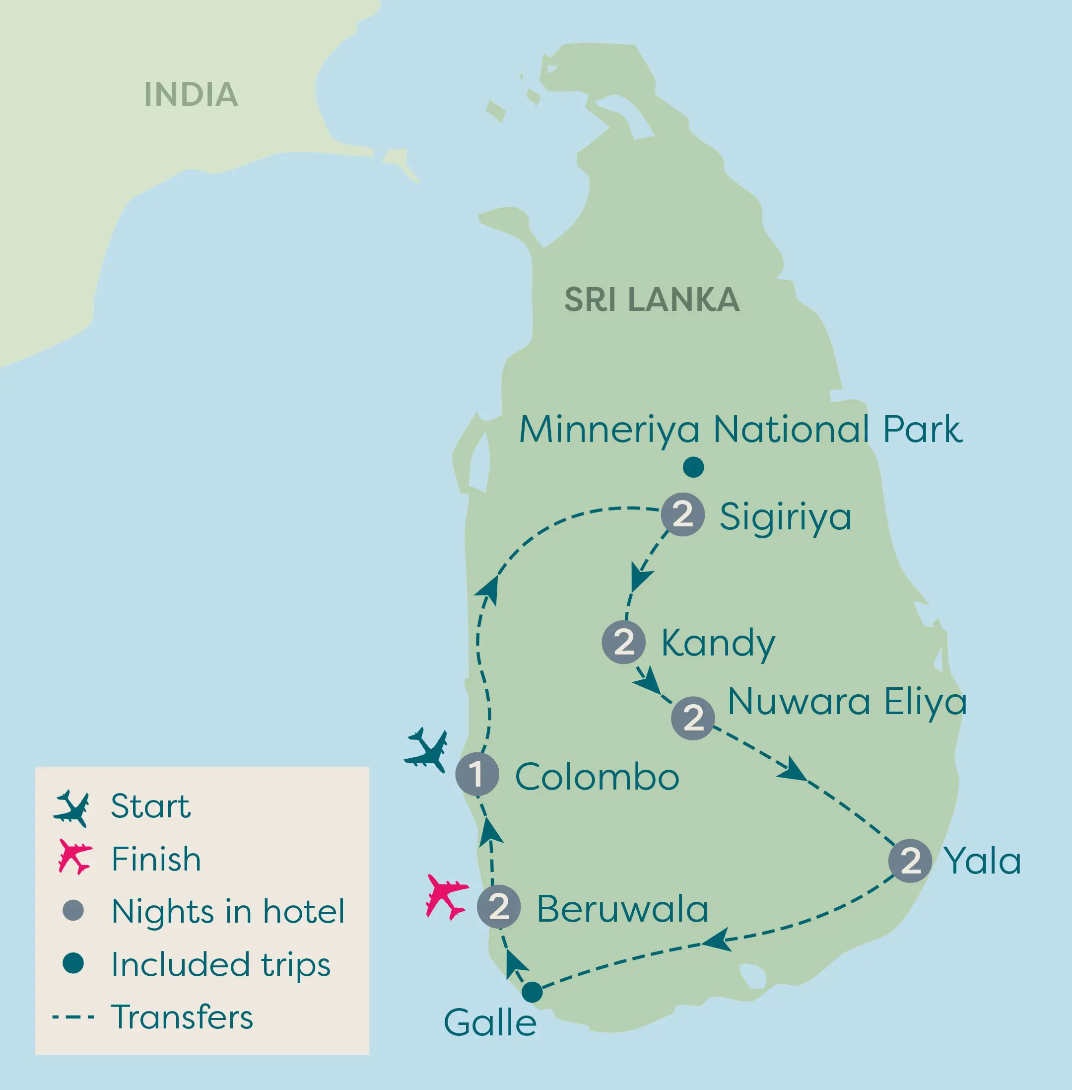 Sri Lanka Holiday tour map