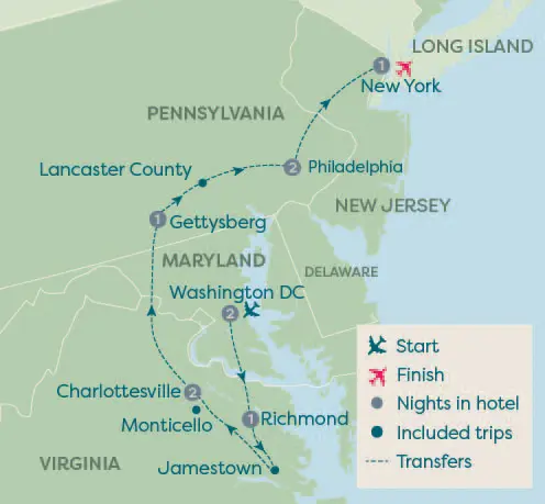 AMERICA’S HISTORIC tour map