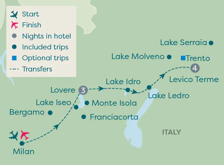 Secret Lakes of Italy map
