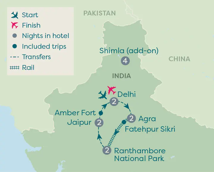 Golden triangle india tour map